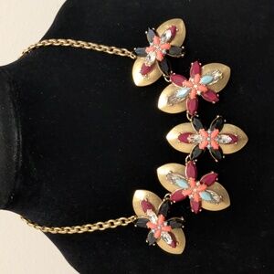 J. CREW Vintage Gold And Burgundy Statement Necklace